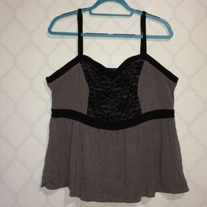 Torrid gray black lace camisole Size 3